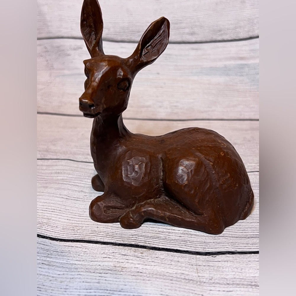 Red Mill mfg deer fawn figurine handcrafted from Pecan Shells
